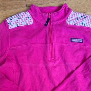 Vineyard Vines Girls Bright Pink Quarter-Zip Sweatshirt